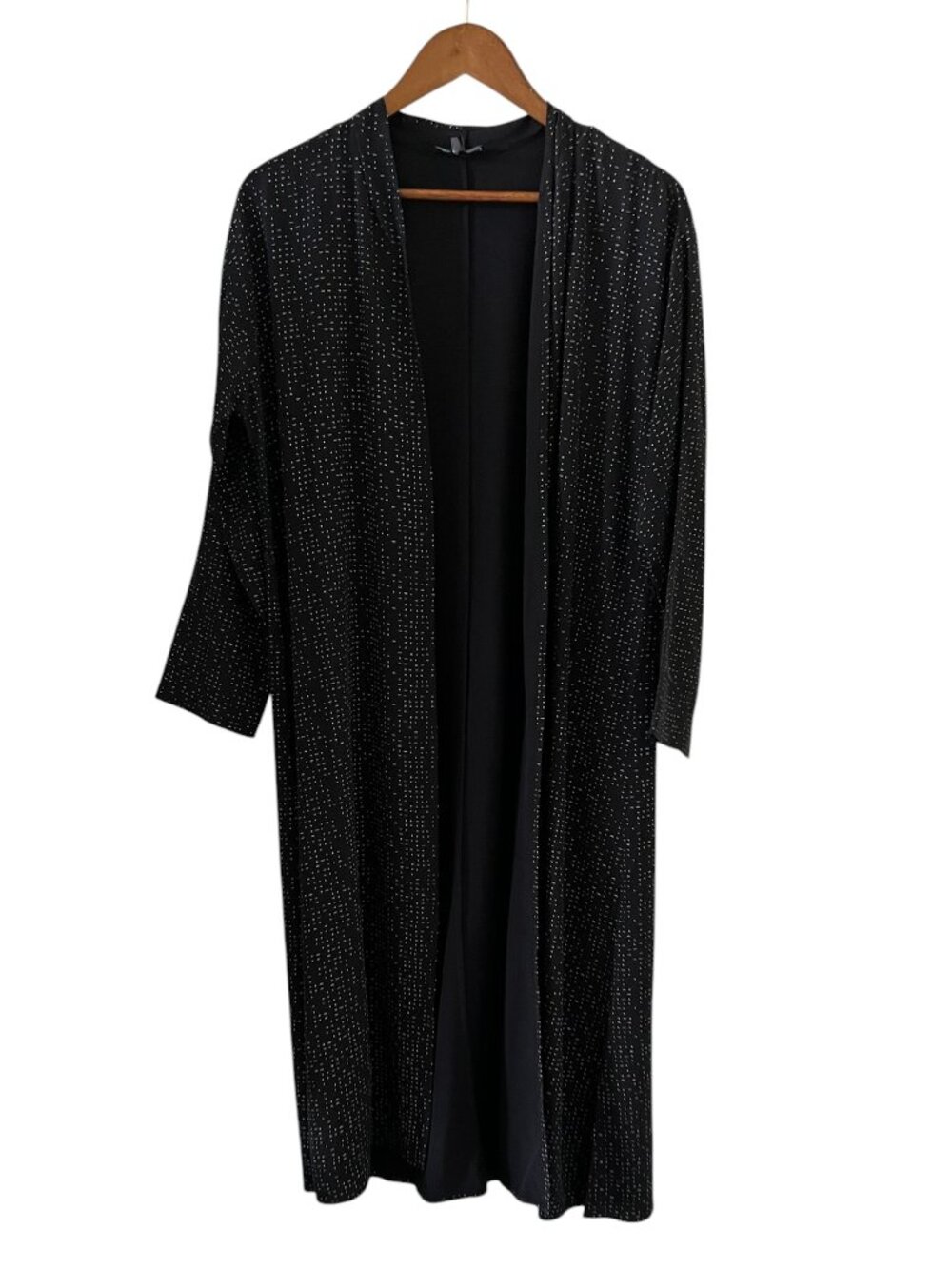 Eileen Fisher Morse Code Print Long Kimono Cardigan Jacket In Black Size PM